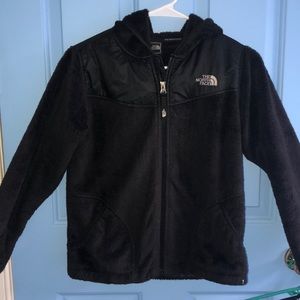 North face black soft fleece zip up